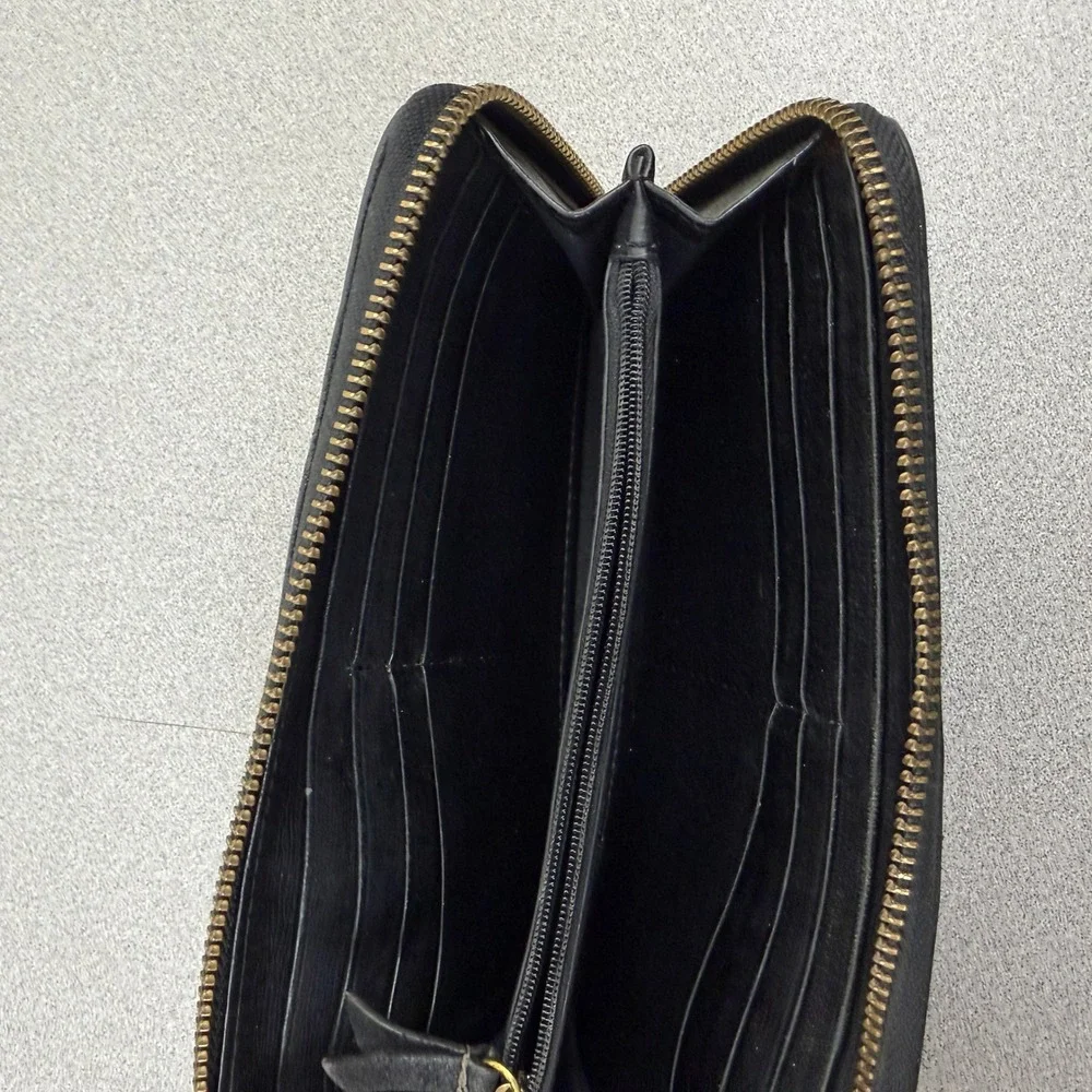 Fossil Wallet Womens OS Black Logan Zip Around Clutch Leather
